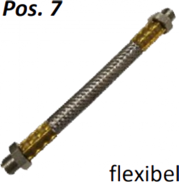 VA–Metall Gasschlauch / hochflexibel, 150 mm lang; SW14; M 10 x 1 AG 